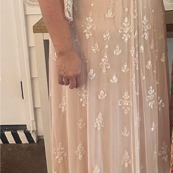 Mac Duggal Blush/Cream Sequin Maxi Dress - Picture 4 of 6